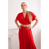Kesi Włoski Long dress with a decorative belt red