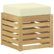 Vidaxl Zunanji stolček klop Bela 43 x 43 x 45 cm Masiven les akacije