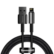 Pleteni kabel za punjenje i prijenos podataka 2.4A USB-A u Lightning kabel Baseus Tungsten Gold - 1m - crni