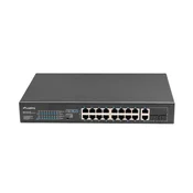 Lanberg Neupravljano stikalo 16x 100Mb PoE+/2x Combo Rack 19 Gigabit Ethernet 250W