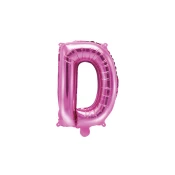 PartyDeco Balon iz folije Mini - črka D 35 cm roza