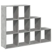 Pregrada/regal za knjige 3 razine sivi 137,5x29x103,5 cm drveni