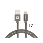 Swissten USB - USB-C podatkovni in polnilni kabel, siv, 1,2m