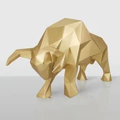 Casa Padrino XXL decorative sculpture bull gold 220 cm - Life size abstract garden decoration figure