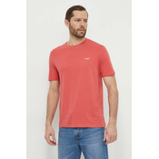 Pamucna majica HUGO za muškarce, boja: crvena, bez uzorka