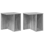 Vidaxl Stranska miza 2 szt. Siva Sonoma 37 x 32 x 40 cm Konstruiran les