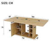 SONNENH Jedilna miza, 180 x 80 cm, MDF, hrast, 180 x 80 x 75 cm, prostor za shranjevanje, za jedilnico