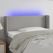 Vidaxl vidaXL Vzglavje postelje z LED svetlo sivo 93x16x78/88 cm blago