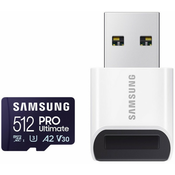 MicroSD 512GB, PRO Ultimate, SDXC, UHS-I U3 V30 A2, Read up to 200MB/s, Write up to 130 MB/s, for 4K and FullHD video recording, w/USB Card