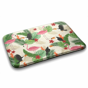 tulup.si Preproga za kopalnico Flamingo ptice 90x60 cm Bela in siva