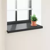 vidaXL Okenski nadstrešek Črna z lesnim vzorcem 100 x 50 x 4,5 cm PVC