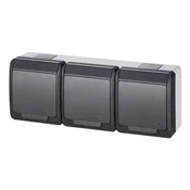 shumee Hermes Hermetična trojna vtičnica z/brez 16A IP44 antracit GNT 0323-07