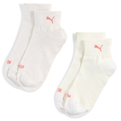 Womens Pumas Quarter Socks 2 pack, Pink, Size 35-38, Women
