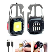 LED lampa privezak/ otvarac za flase/ univerzalni kljuc sa razbijacem stakla i srafcigerima/ crna