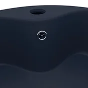 vidaXL Razkošen umivalnik mat temno moder 36x13 cm keramičen