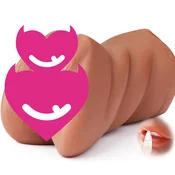 SuperLove 3in1 Realistic Face Mouth-Pussy-Anal Masturbator Tan