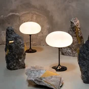 Gubi namizna svetilka Stemlite, črna-krom, višina 42 cm, z možnostjo zatemnitve - Dnevna soba/jedilnica - Dizajn - črno-krom, opalno bela - Kovina