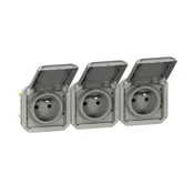 LEGRAND Trojna vtičnica z ozemljitvijo 3x2P+Z, horizontalna, mehanizem 16A-250V~ - siva,