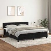 Greatstore Box spring postelja z vzmetnico črna 160x200 cm žamet