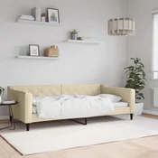 shumee vidaXL Raztegljiv kavč kremne barve 100x200 cm oblazinjen iz blaga