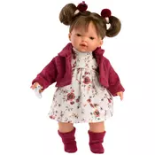 Lutka Llorens - Vera, u cvjetnoj haljini i vunenom kardiganu, 33 cm