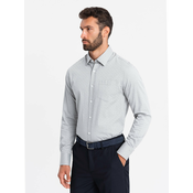 Ombre Mens SLIM FIT shirt in decorative fabric with pocket - grey
