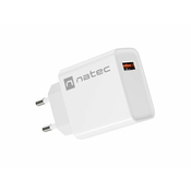 NATEC RIBERA USB Tip-A kućni punjač, QC3.0, 3A, 18W, Beli (NUC-2057)
