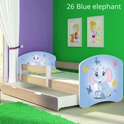 Djecji krevet ACMA s motivom, bocna sonoma + ladica 160x80 cm 26 Blue Elephant