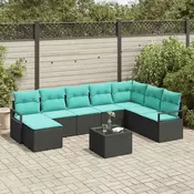 vidaXL vidaXL Kavčna garnitura z blazino 9 pcs Črna poli ratan, (5000155409)