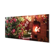 tulup.si Slika na akrilnem steklu Baubles božično drevo darila 140x70 cm 4 obešalnika