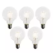 Komplet 5 E27 zatemljiva LED žarnica G95 5W 450lm 2200K
