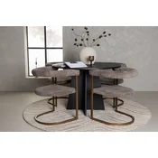 Venture Design Jedilna miza in stol komplet Bootcut Round in Morning miza 110x75 cm stol 54x75x65 cm črna