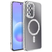 AVIZAR Ovitek za Galaxy A57 Združljiv s polnjenjem Qi z diamantnim Strass robom, Srebrna, (5000275163)