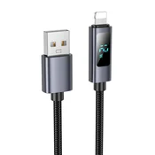 Hoco USB-A–Lightning kabel Hoco 2,4 A z zaslonom, 1 m, X112, črn