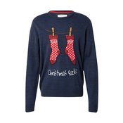 BLEND Pulover Christmas mornarska/rdeča/bela