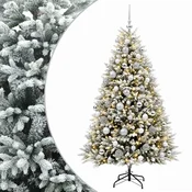 Vidaxl Umjetno božično drevo z okrasnimi kroglami 210 cm 300 LED