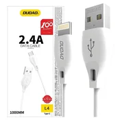 DUDAO Kabel za iPhone USB – Lightning 2,4 A, 1 m, bel