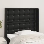 Uzglavlje s ušima crno 103x16x118/128 cm od umjetne kože