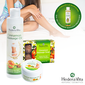 Hedera Vita Cinnamon ANTICELULIT TRIO pack - sapun masažer, ulje za masažu, gel za masažu + POKLON Cinnamon Gel za tuširanje