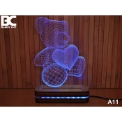 Black Cut 3D Lampa sa 9 razlicitih boja i daljinskim upravljacem - Meda ( A11 )