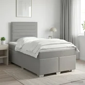 vidaXL Postelja boxspring z vzmetnico Svetlo siva 120 x 190 cm Blago