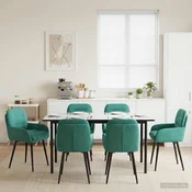 Trpezarijske stolice 6 pcs Baršun Tirkizna 59 x 59,5 x 90 cm
