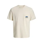 JACK & JONES Majica JORPOCKY azur / rumena / volneno bela