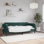 shumee vidaXL Kavč z ležiščem temno zelen 80x200 cm oblazinjen z žametom