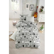 Hanah home Komplet posteljine Cactus, 160x220cm, Siva