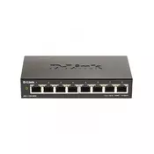 D-Link DGS-1100-08PV2 Pametno stikalo, 8x 1000Base-T 802.3at PoE, 64W PoE budget, brez ventilatorja