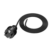 Priključni kabel 2 m z ravnim vtičem 250 V 16 A 3 x 1 mm2 IP44 H05RR-F PP-40H črne barve W-97265