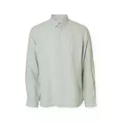 Selected Noos Regkylian-Linen Shirt - Aqua Gray/White Zelena
