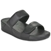 FitFlop Lulu Adjustable Leather Slides Crna