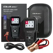 Qoltec 3-v-1 digitalni tester akumulatorjev z LCD-prikazovalnikom | Poljski meni | 6 V | 12 V | 24 V | 10 Ah–200 Ah